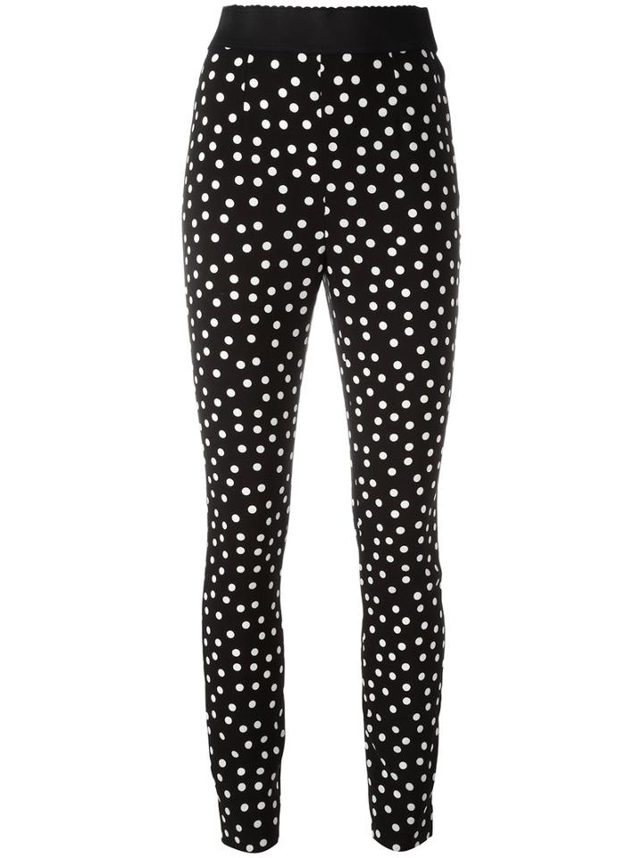 Dolce & Gabbana Polka Dot Trousers, Women's, Size: 44, Black, Viscose