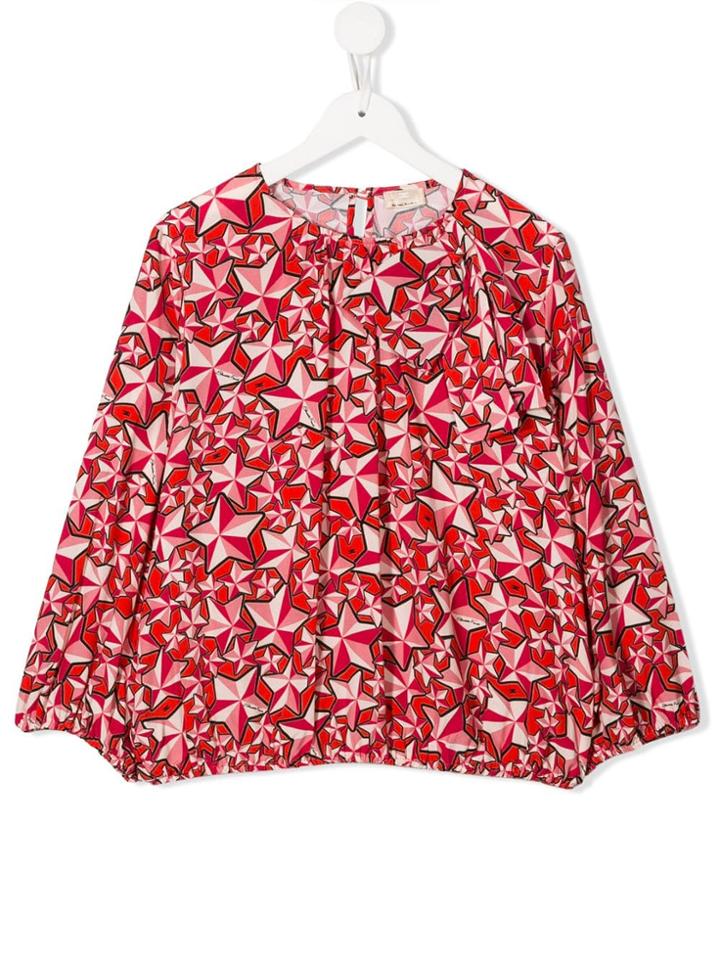 Elisabetta Franchi La Mia Bambina Printed Gathered Blouse
