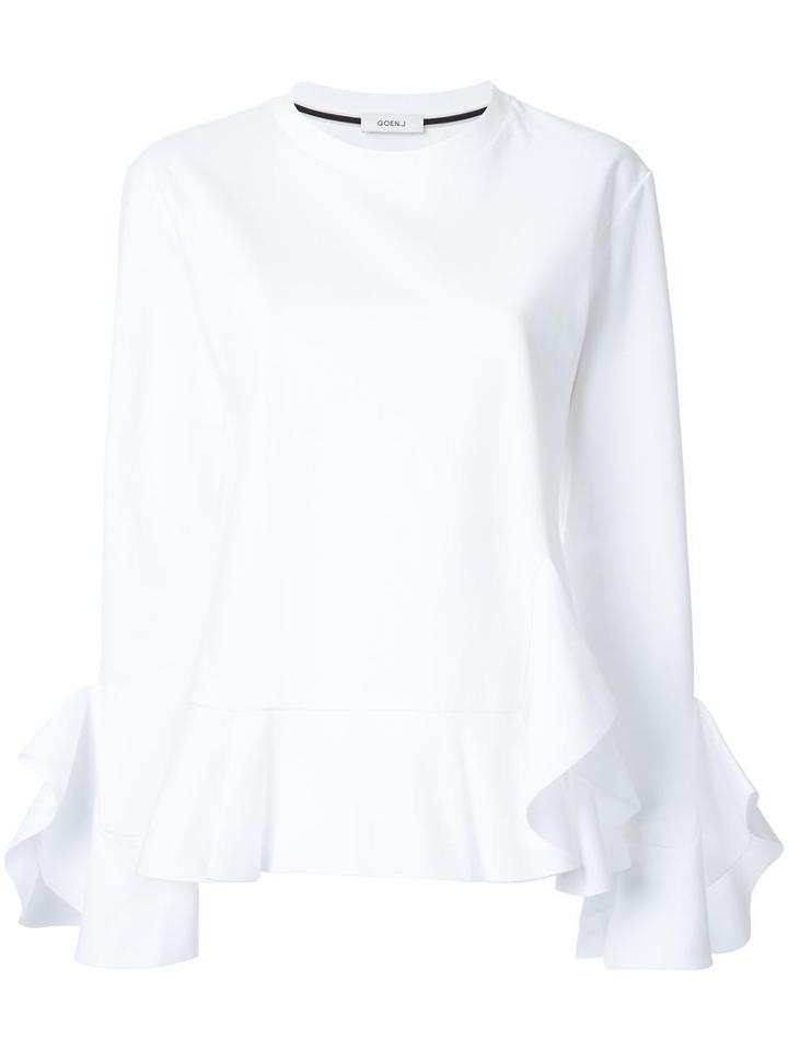 Goen.j Ruffled Blouse, Women's, Size: Medium, White, Cotton
