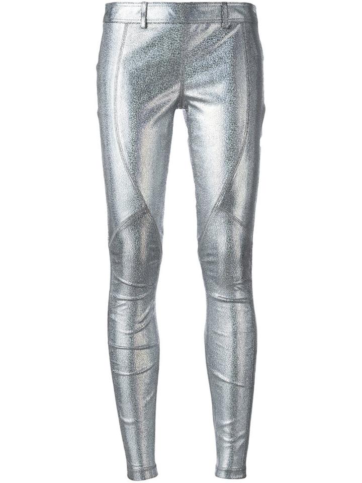 Faith Connexion - Metallic (grey) Leggings - Women - Lamb Skin - 36, Lamb Skin