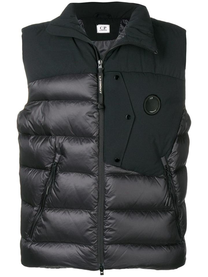 Cp Company Soft Shell Mixed-fabrics Vest - Black
