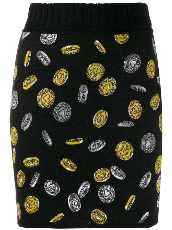 Moschino Coin Intarsia Knitted Skirt - Black