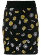 Moschino Coin Intarsia Knitted Skirt - Black