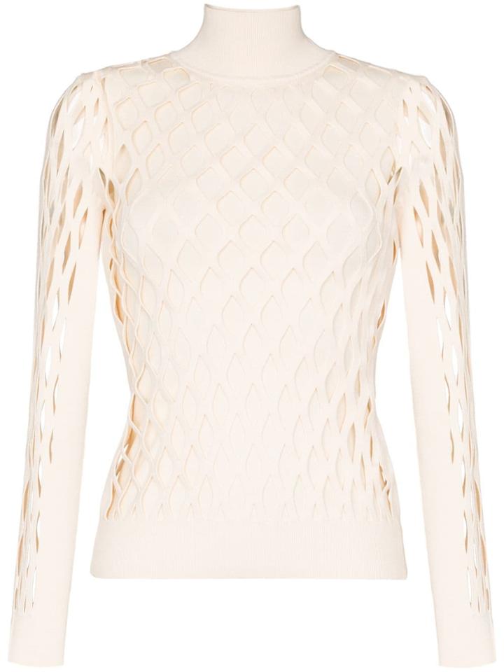 Fendi Fishnet Turtleneck Jumper - Neutrals