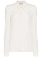Racil Long Sleeve Silk Blouse With Tie Neck - Neutrals