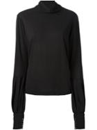 Giorgio Armani Roll-neck Blouse, Women's, Size: 42, Black, Silk/spandex/elastane