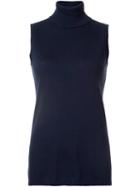 Belford High Neck Sleeveless Blouse, Women's, Size: Xl, Blue, Cotton