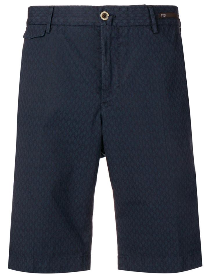 Pt01 Embroidered Tailored Shorts - Blue