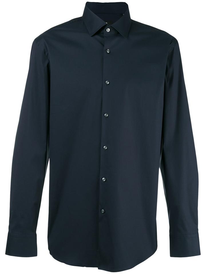 Boss Hugo Boss - Curved Hem Shirt - Men - Cotton/polyamide/spandex/elastane - 41, Blue, Cotton/polyamide/spandex/elastane