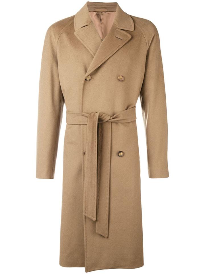 Caruso Double Breasted Coat - Brown