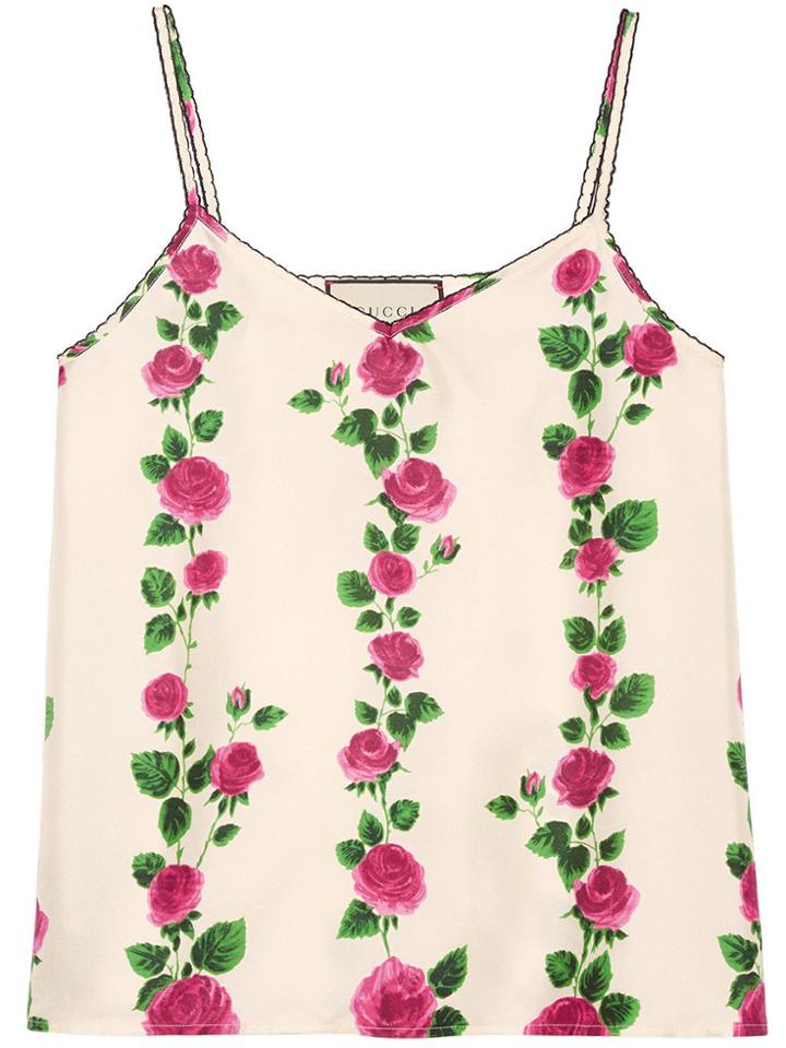 Gucci Rose Garden Print Tank Top - White