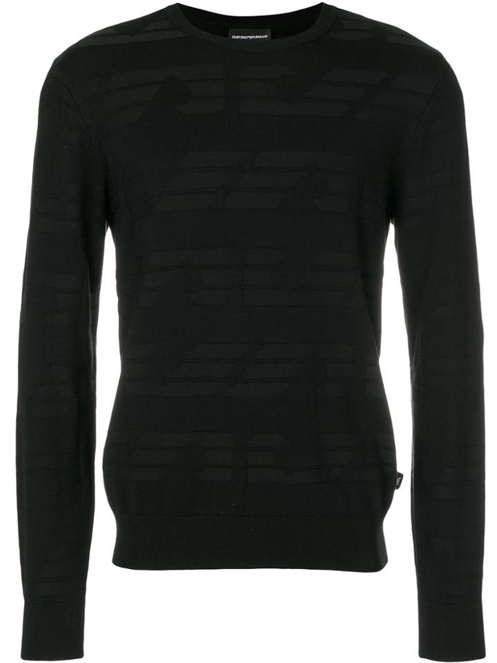 Emporio Armani Patterned Striped Jumper - Black