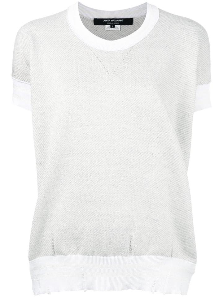 Junya Watanabe Distressed Short Sleeve Sweater - Neutrals