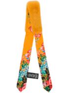 Gucci Mink Fur Panel Printed Scarf - Yellow & Orange