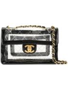 Chanel Vintage Cc Logos Jumbo Xl Double Chain Shoulder Bag - Black