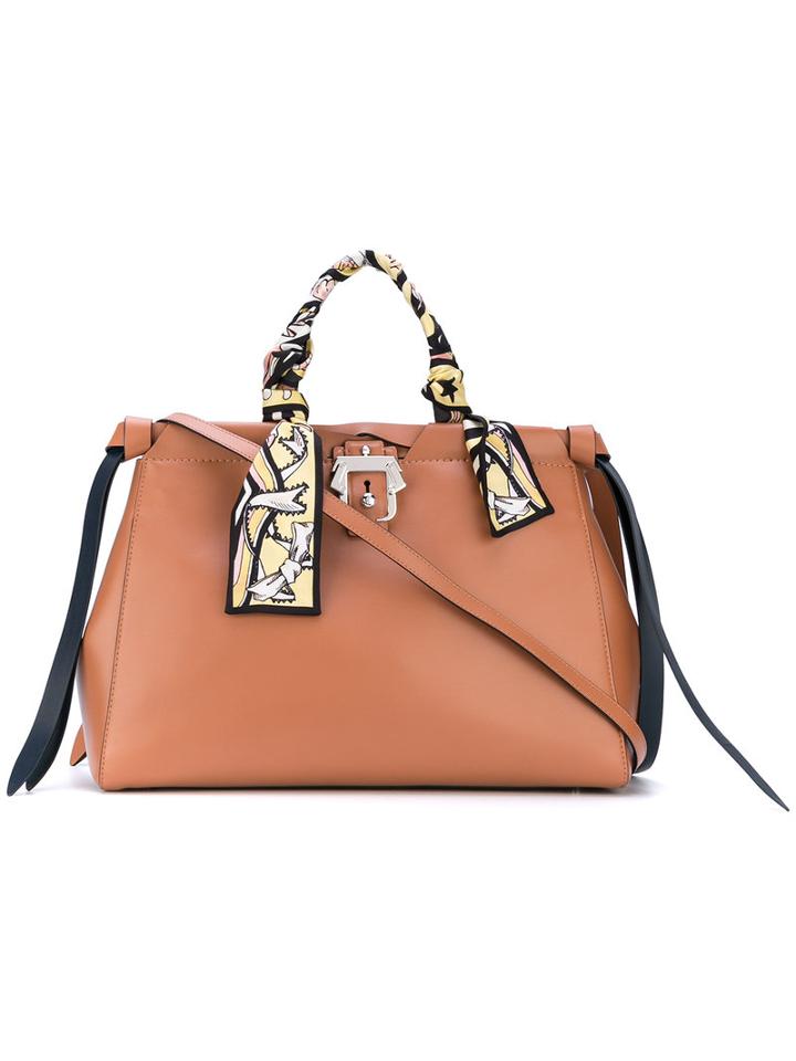 Paula Cademartori - Scarf Tote - Women - Leather - One Size, Brown, Leather
