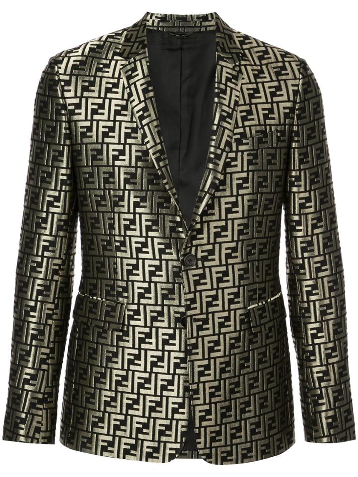 Fendi Metallic Monogram Blazer - Gold