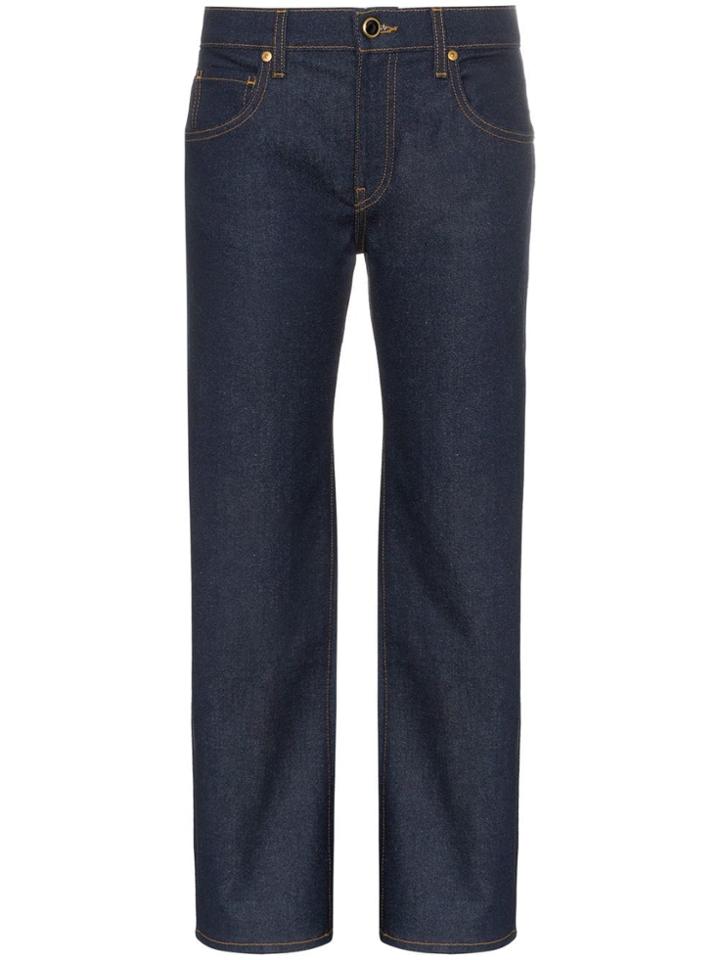 Khaite Wendell Cropped Wide-leg Cotton-blend Jeans - Blue