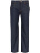 Khaite Wendell Cropped Wide-leg Cotton-blend Jeans - Blue