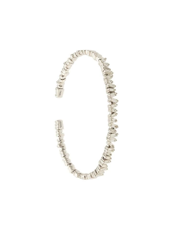 Suzanne Kalan 18kt White Gold Fireworks Flexible Diamond Baguette Cuff