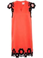 Christopher Kane Velvet Floral Trim Dress - Red