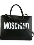 Moschino Logo Print Square Tote, Women's, Black