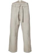 Horisaki Design & Handel - Tie-waist Cropped Trousers - Unisex - Cotton/linen/flax - 2, Nude/neutrals, Cotton/linen/flax