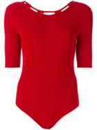 Carven Ribbed Bodysuit - Red