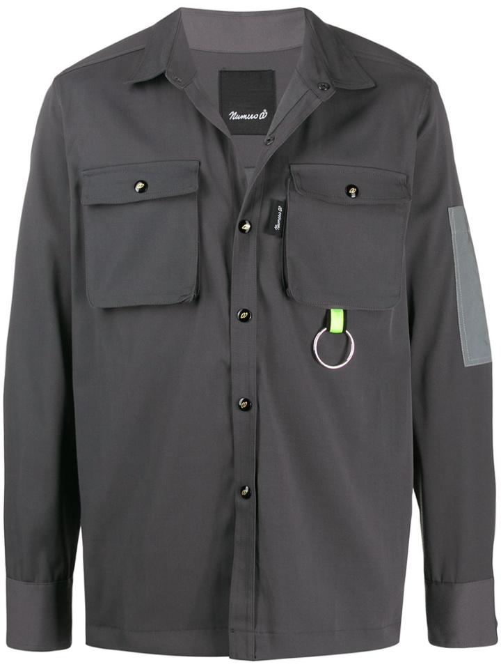 Numero00 Double Pocket Keyring Detail Shirt - Grey