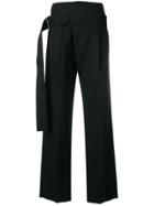 Victoria Beckham Belted Front Pleat Trousers - Black
