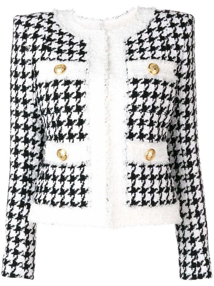 Balmain Houndstooth Tweed Jacket - White