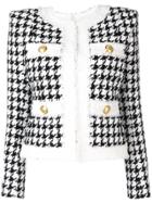 Balmain Houndstooth Tweed Jacket - White