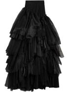 Burberry Organza And Tulle Tiered Maxi Skirt - Black