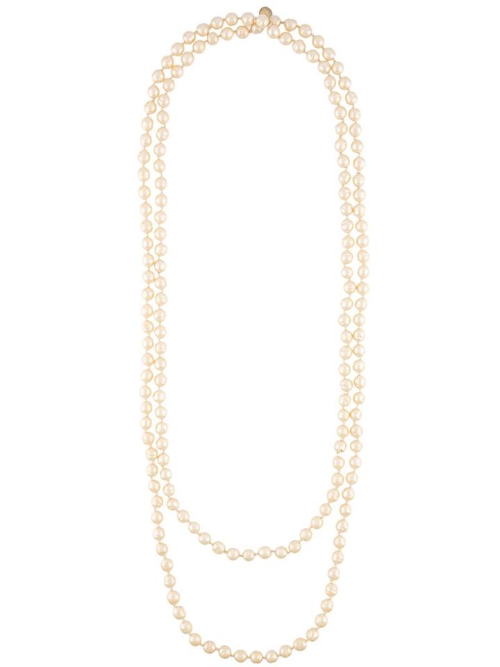 Chanel Vintage Double Strand Pearl Necklace, Women's, White