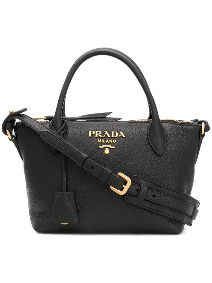 Prada Lettering Logo Tote Bag - Black