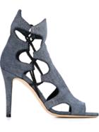 Jimmy Choo Lucky Sandals, Women's, Size: 40, Blue, Calf Leather/leather