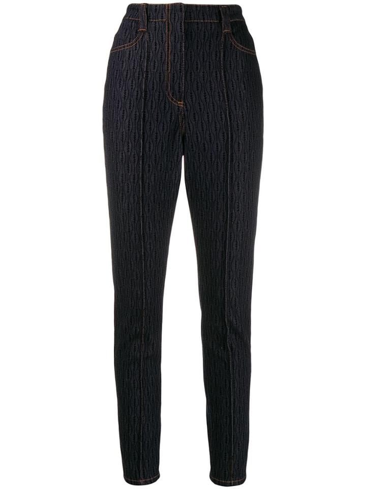 Fendi Raised Seam Pattern Jeans - Blue