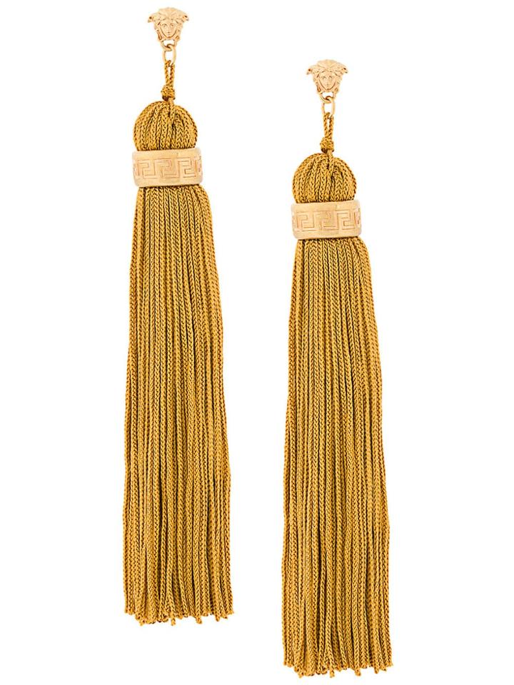 Versace Medusa Tassel Earrings - Nude & Neutrals