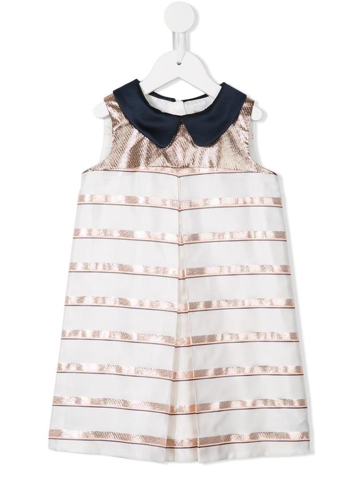 Hucklebones London Sweetie Stripe Shift Dress, Girl's, Size: 10 Yrs, Nude/neutrals