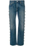 Tu Es Mon Trésor Jeans With Side Trim Pearl Embellishment - Blue