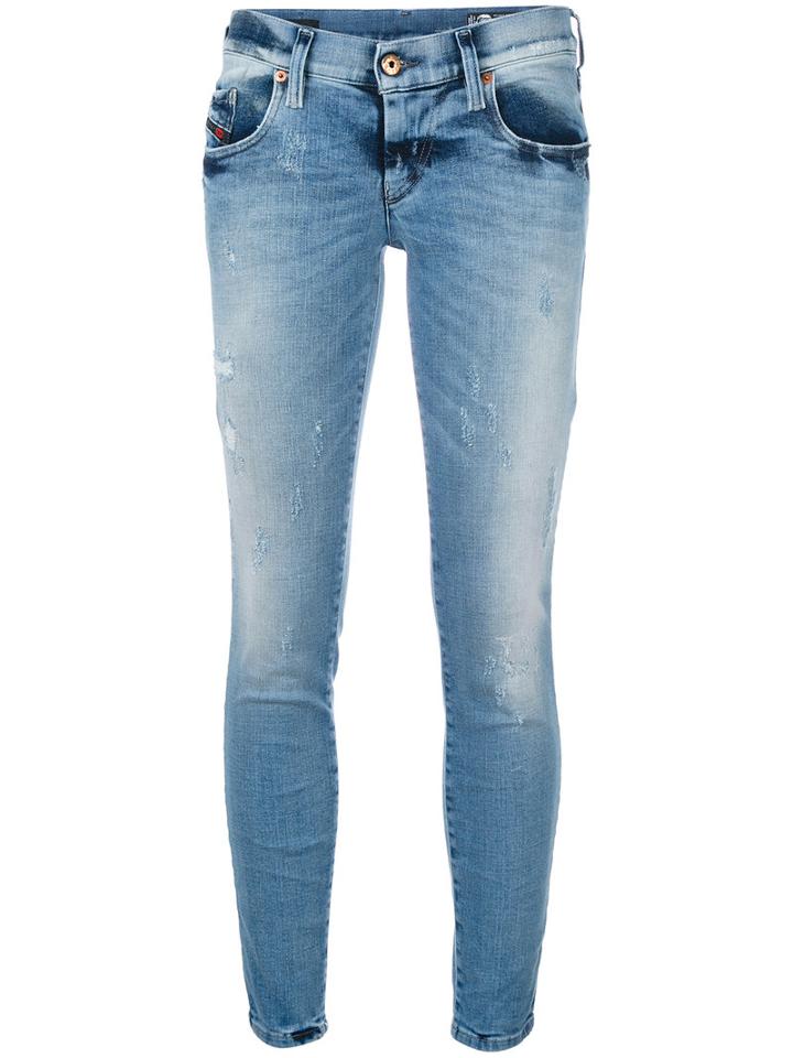 Diesel Cropped Skinny Jeans, Women's, Size: 28, Blue, Cotton/polyester/spandex/elastane