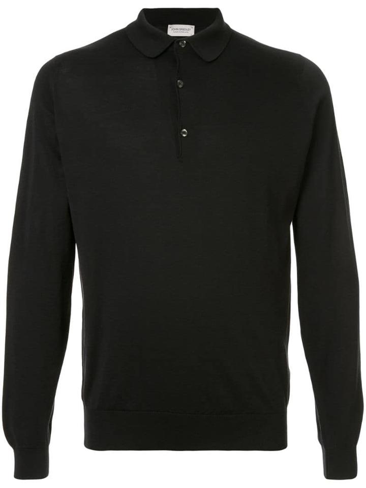 John Smedley Long-sleeve Polo Shirt - Black