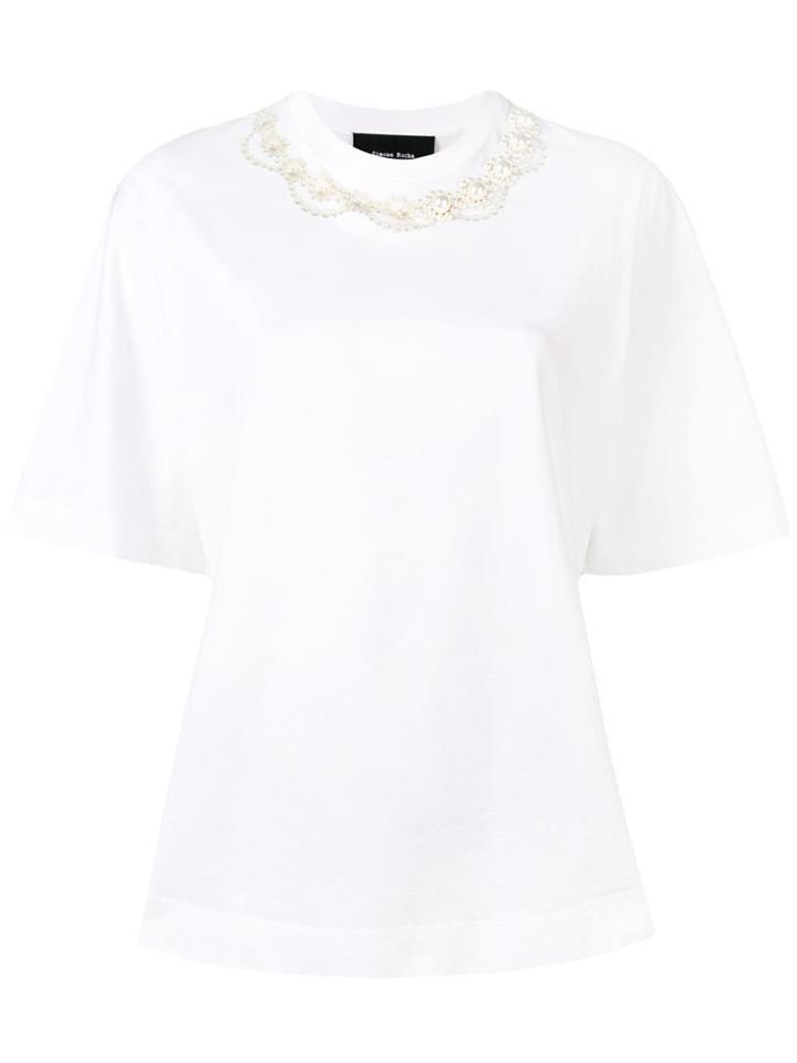 Simone Rocha Faux-pearl Embellished T-shirt - White