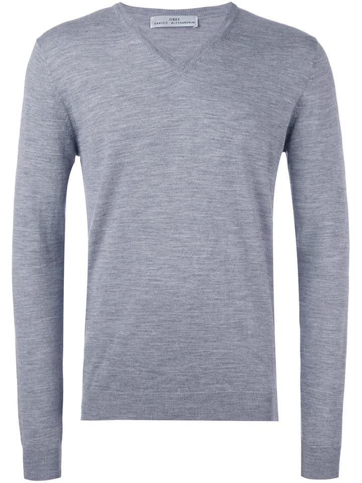 Grey Daniele Alessandrini V Neck Jumper