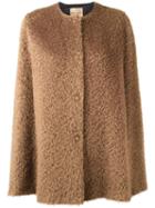 Erika Cavallini Short Shaggy Cape, Women's, Size: 40, Brown, Mohair/virgin Wool/polyamide/viscose