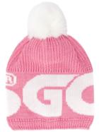 Gcds Logo Intarsia Beanie Hat - Pink