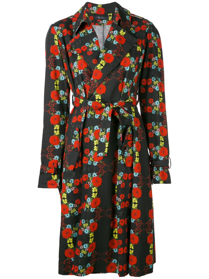 Area Di Barbara Bologna Floral Pattern Trench Coat, Women's, Size: 44, Black, Cotton