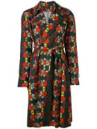 Area Di Barbara Bologna Floral Pattern Trench Coat, Women's, Size: 44, Black, Cotton
