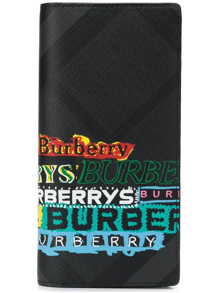 Burberry Logo Foldover Wallet - Black