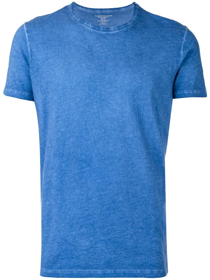 Crew Neck T-shirt - Men - Cotton - Xxl, Blue, Cotton, Majestic Filatures